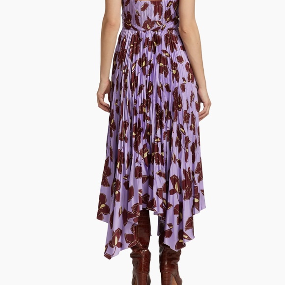 Jonathan Simkhai Portia Asymmetric Midi Dress Lavender/Floral  Women's Size: 0 - Picture 4 of 8